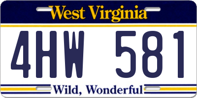 WV license plate 4HW581