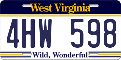 WV license plate 4HW598