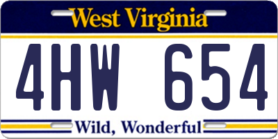 WV license plate 4HW654