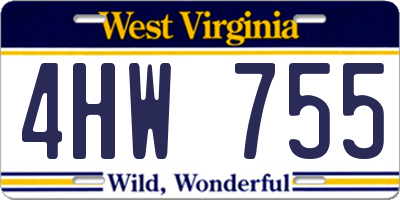 WV license plate 4HW755