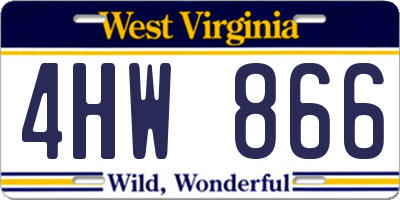 WV license plate 4HW866