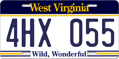 WV license plate 4HX055