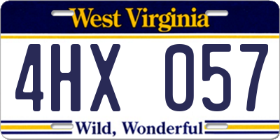 WV license plate 4HX057