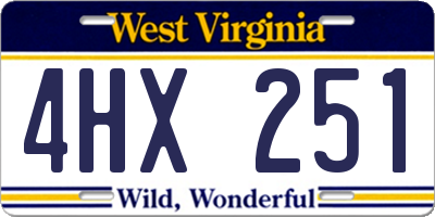 WV license plate 4HX251