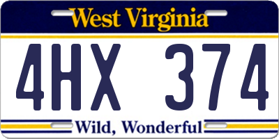 WV license plate 4HX374