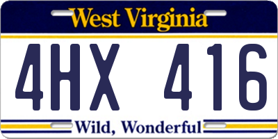 WV license plate 4HX416