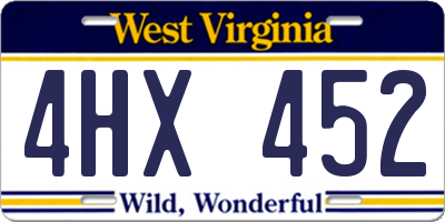 WV license plate 4HX452