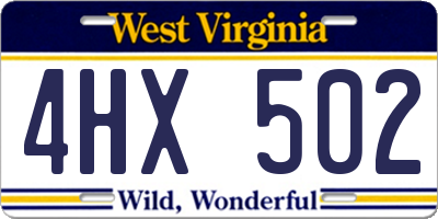 WV license plate 4HX502