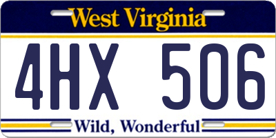 WV license plate 4HX506