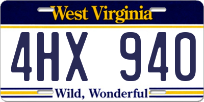 WV license plate 4HX940