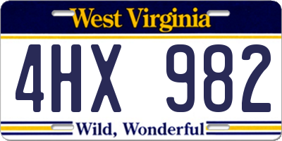 WV license plate 4HX982