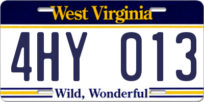 WV license plate 4HY013
