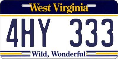 WV license plate 4HY333