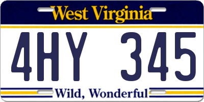 WV license plate 4HY345