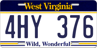 WV license plate 4HY376