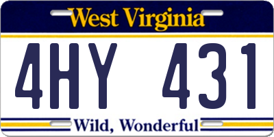 WV license plate 4HY431