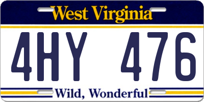 WV license plate 4HY476