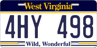 WV license plate 4HY498