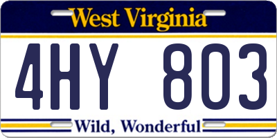 WV license plate 4HY803