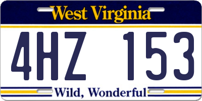 WV license plate 4HZ153