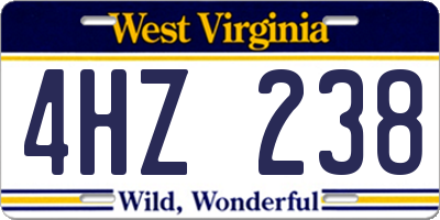 WV license plate 4HZ238
