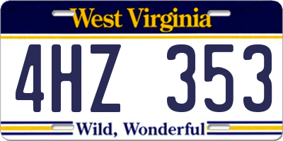 WV license plate 4HZ353