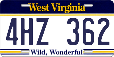 WV license plate 4HZ362