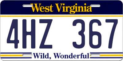 WV license plate 4HZ367