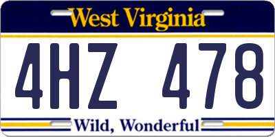 WV license plate 4HZ478