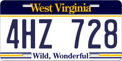 WV license plate 4HZ728