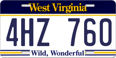 WV license plate 4HZ760