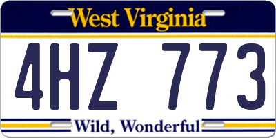 WV license plate 4HZ773