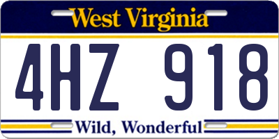 WV license plate 4HZ918