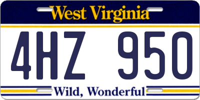 WV license plate 4HZ950