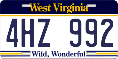 WV license plate 4HZ992