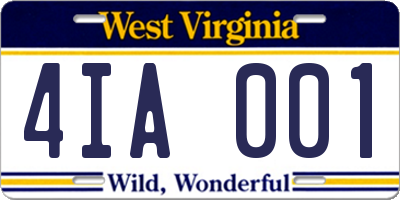 WV license plate 4IA001