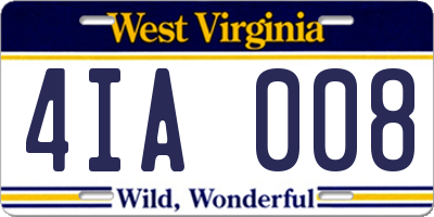 WV license plate 4IA008