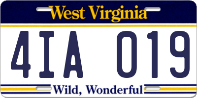 WV license plate 4IA019