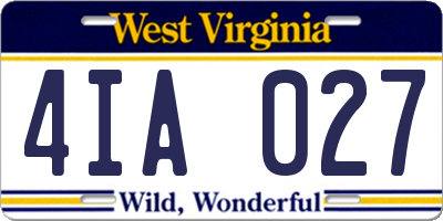WV license plate 4IA027