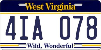 WV license plate 4IA078