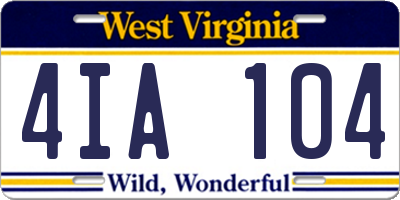 WV license plate 4IA104