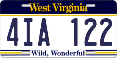 WV license plate 4IA122