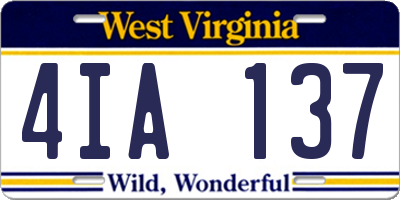 WV license plate 4IA137