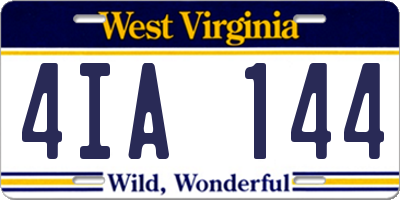 WV license plate 4IA144