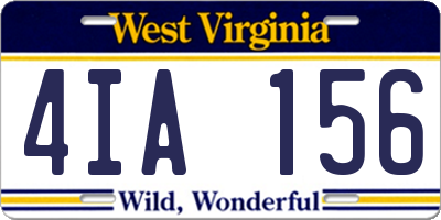 WV license plate 4IA156