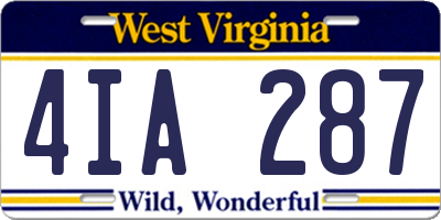 WV license plate 4IA287