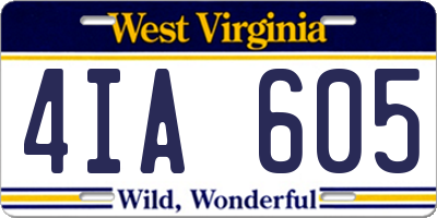 WV license plate 4IA605