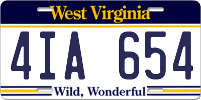 WV license plate 4IA654