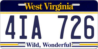 WV license plate 4IA726