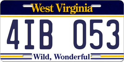 WV license plate 4IB053